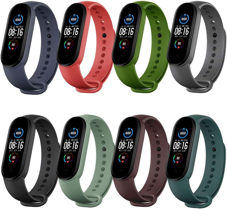 Yuuol Replacement Bands Compatible with Xiaomi Mi Band 6/Xiaomi Mi Band 5/Amazfit Band 5, Soft Silicone Wristbands, Sport Adjustable Wrist Strap for Women Men