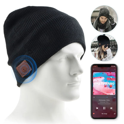 Bluetooth Beanie Hat,  Upgraded Wireless Bluetooth 5.0 Beanie Hat with Headphones Headset Earphone Knitted Beanie with Stereo Speakers and Mic for Women Men