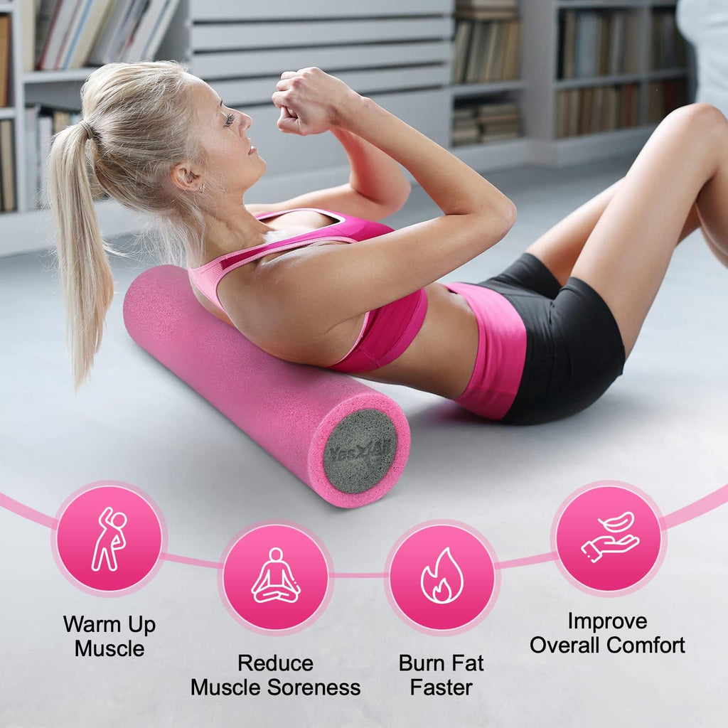 Yes4All Soft-Density Foam Roller 12, 18, 24, 36 Inch - Premium Two-Layer PE for Back Pain Relief, Deep Tissue, Legs Massage, Physical Therapy, Muscle Recovery and Exercises