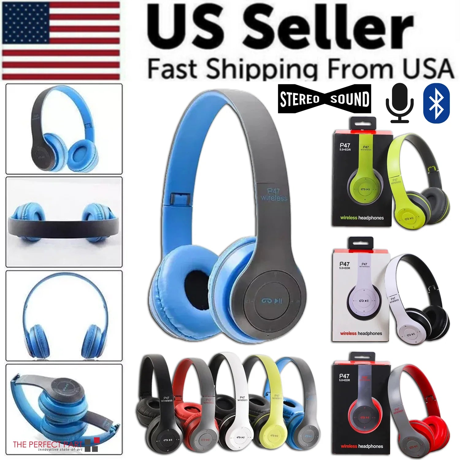 Wireless Bluetooth 5.0 Headphones Headset Over-Ear FM Radio MIC Foldable TF Card