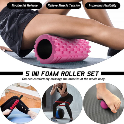 Ultimate 5-in-1 Foam Roller Set for Deep Muscle Relief and Total Body Fitness - Includes Trigger Point Roller, Massage Stick, Ball, and Resistance Band!