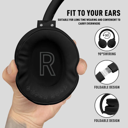 Ultimate Bluetooth 5.3 Over-Ear Headphones - 68H Playtime, 6 EQ Modes, HiFi Stereo, Foldable & Lightweight with Deep Bass - Perfect for Travel, Home, and Office Use!