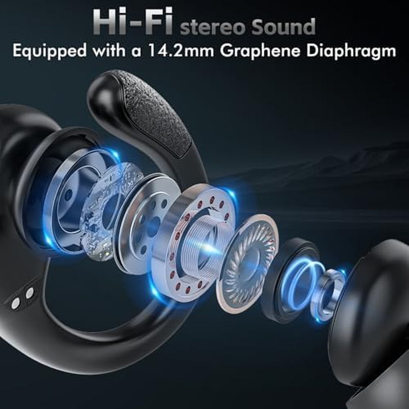 Wireless Earbuds Bluetooth Headphones 80Hrs Playtime Ear Buds IPX7 Waterproof Sports Earphones Wireless Charging Case Over-Ear Earhooks Headest Black