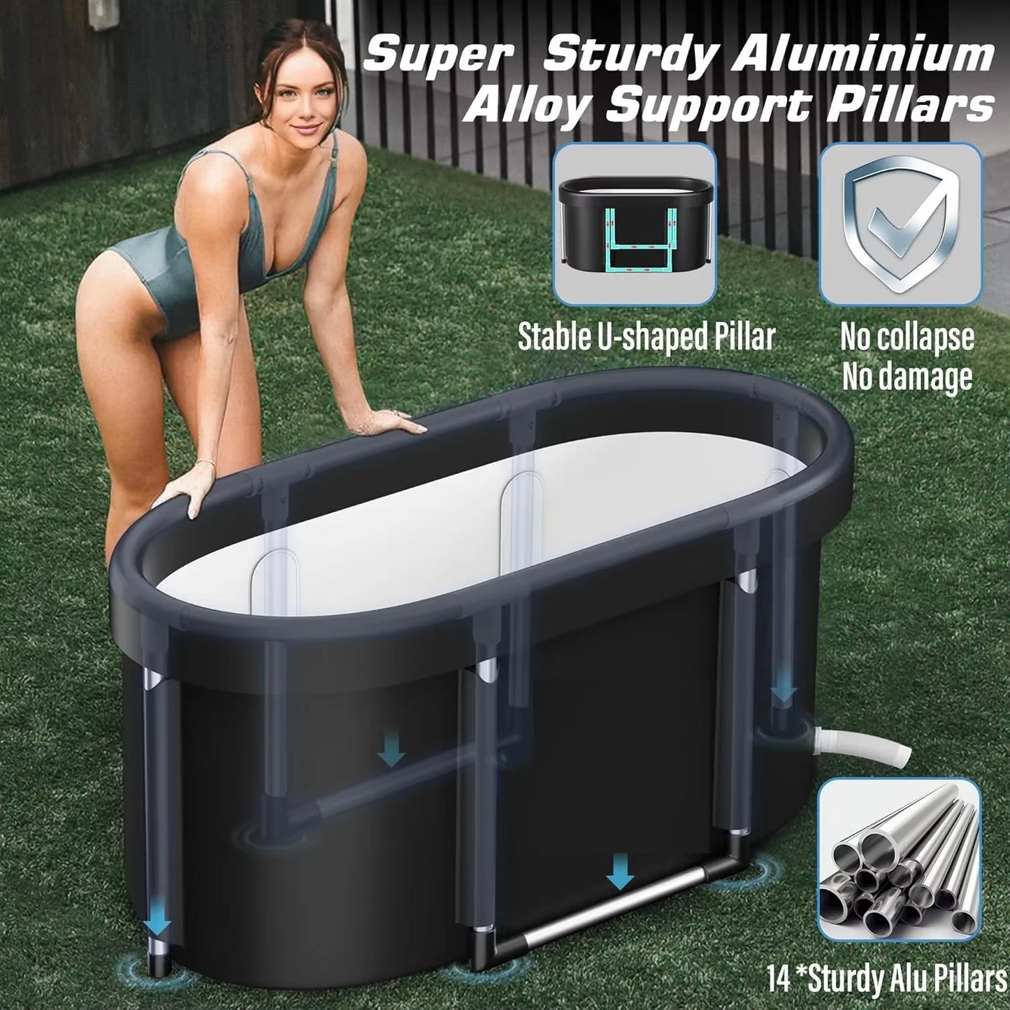 Ice Bath Tub for Athletes Multiple Layered Portable Outdoor Cold Plunge Tub for Recovery,Cold Plunge for Family-Foldable