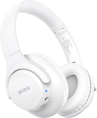 KVIDIO Bluetooth Headphones over Ear, 65 Hours Playtime Wireless Headphones with Microphone, Foldable Lightweight Headset with Deep Bass, Hifi Stereo Sound for Travel Work Cellphone