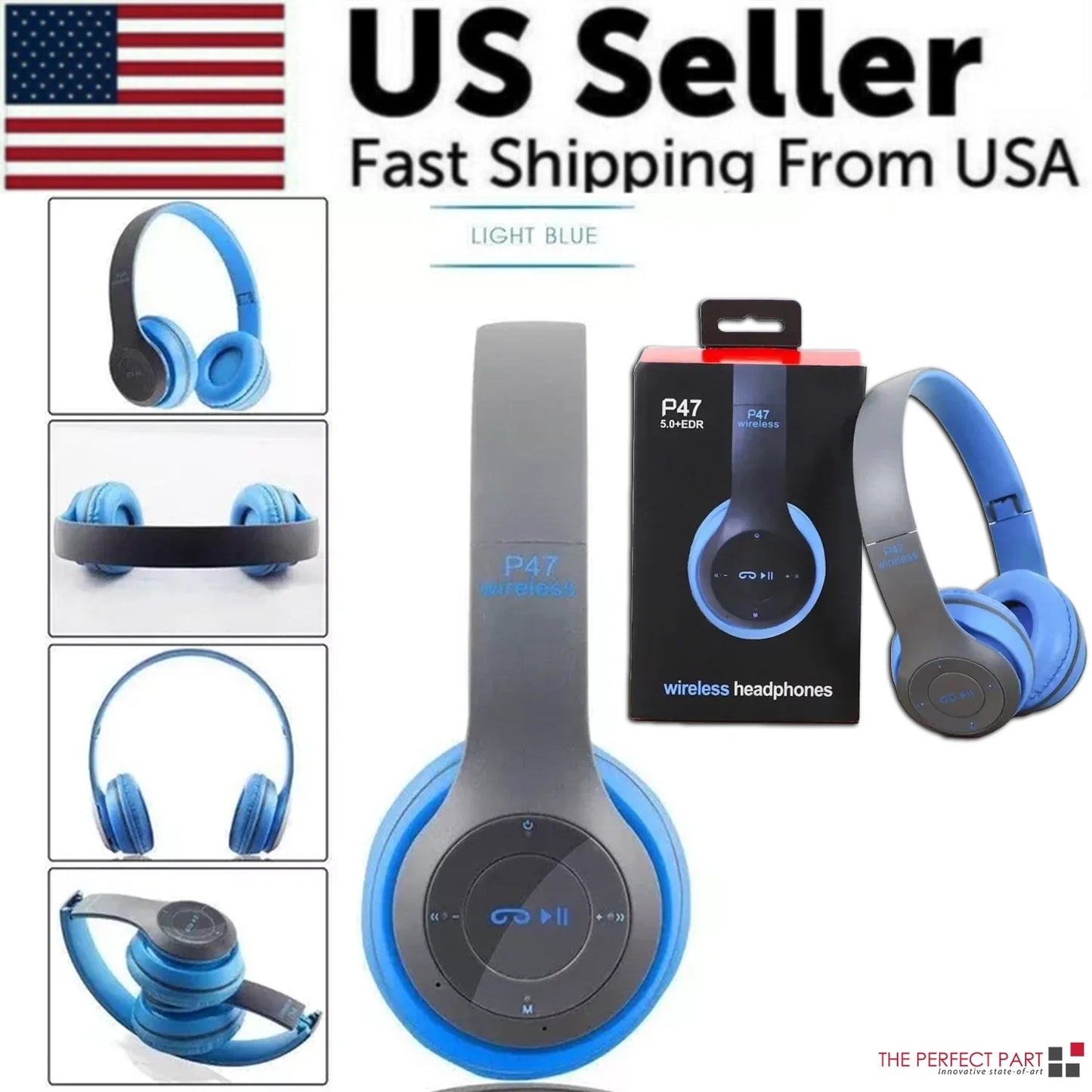 Wireless Bluetooth 5.0 Headphones Headset Over-Ear FM Radio MIC Foldable TF Card