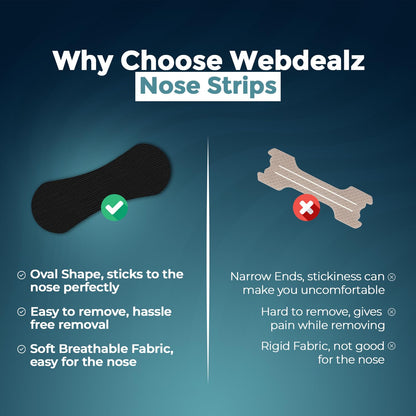 WEB DEALZ™ Anti-Snoring Strips for Sleeping Breathe Nose Strips Extra Strength Nasal Strips for Breathing Hypoallergenic Medical Grade Nasal Strips to Stop Snoring & Reduce Congestion 30 Count