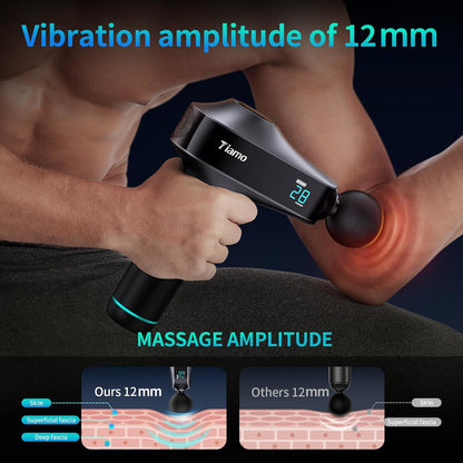 Tiamo Massage Gun, Handheld Deep Tissue Muscle Relief Massager Portable Personal, Massage Gun for 30 Speeds with 6 Heads, Electric Back Massagers for Professional Athletes Home Gym Workout Recovery