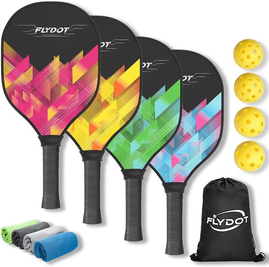 Pickleball Paddles Set of 4,USAPA Approved,4 Indoor&Outdoor Pickleball Balls, Carrying Bag, 4 Cooling Towels,4 Pack Paddles,Pickleball Paddles Pack Gifts for Beginner&Pro