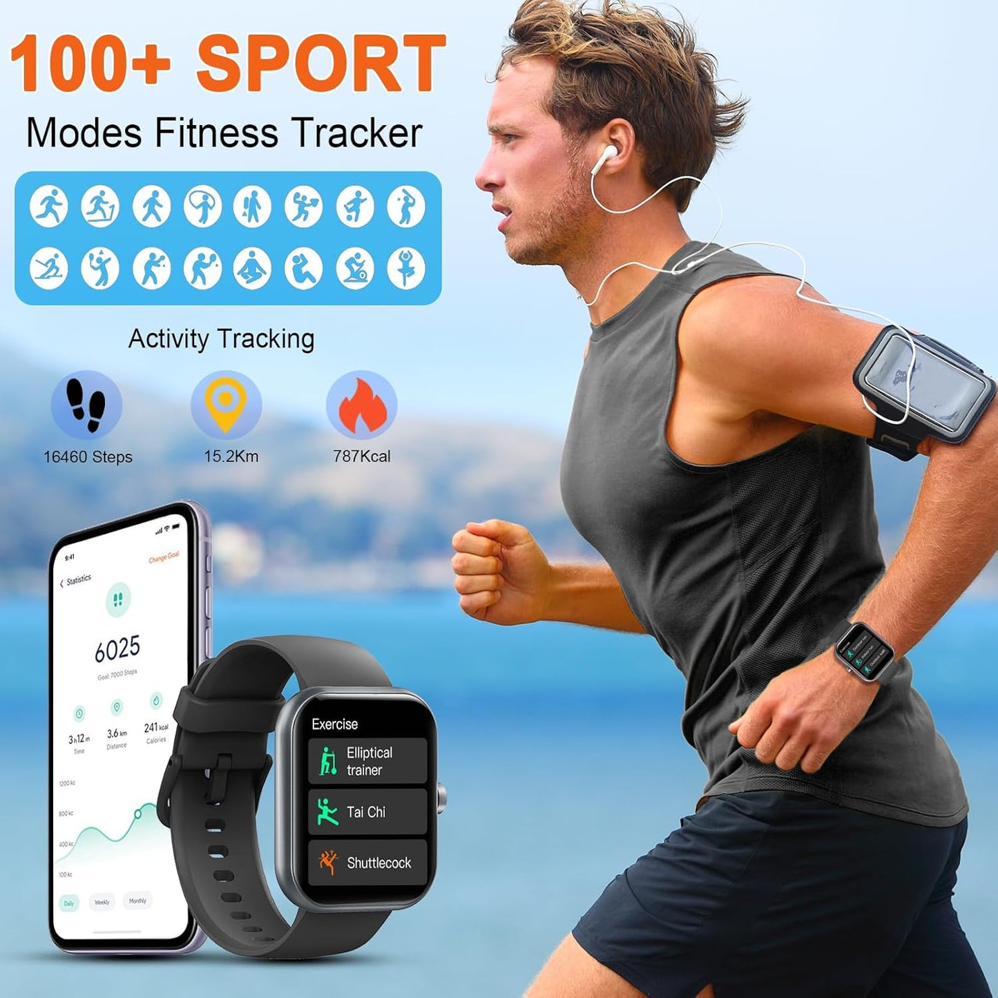 Smart Watch for Men Women, 1.91" HD Smartwatch (Answer/Make Call), Fitness Tracker with 110+ Sport Modes, IP68 Waterproof, Heart Rate/Sleep/Spo2 Monitor, Pedometer, Activity Tracker for Android Ios