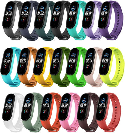 Yuuol Replacement Bands Compatible with Xiaomi Mi Band 6/Xiaomi Mi Band 5/Amazfit Band 5, Soft Silicone Wristbands, Sport Adjustable Wrist Strap for Women Men