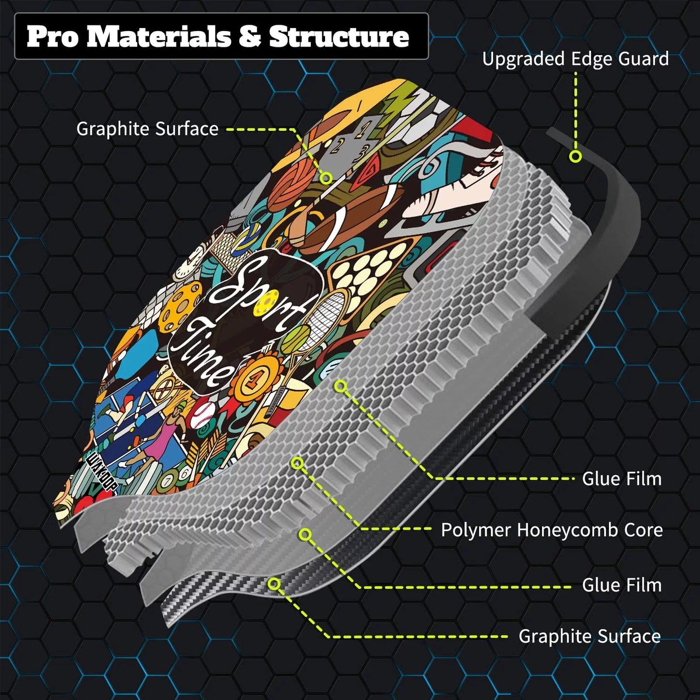 USAPA Approved Graphite Carbon Fiber Pickleball Paddle